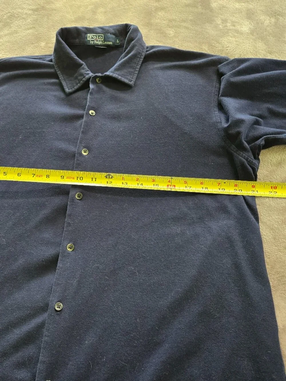 Vintage Polo Ralph Lauren Long Sleeve Shirt Mens Large Blue Cotton Stretch Soft
